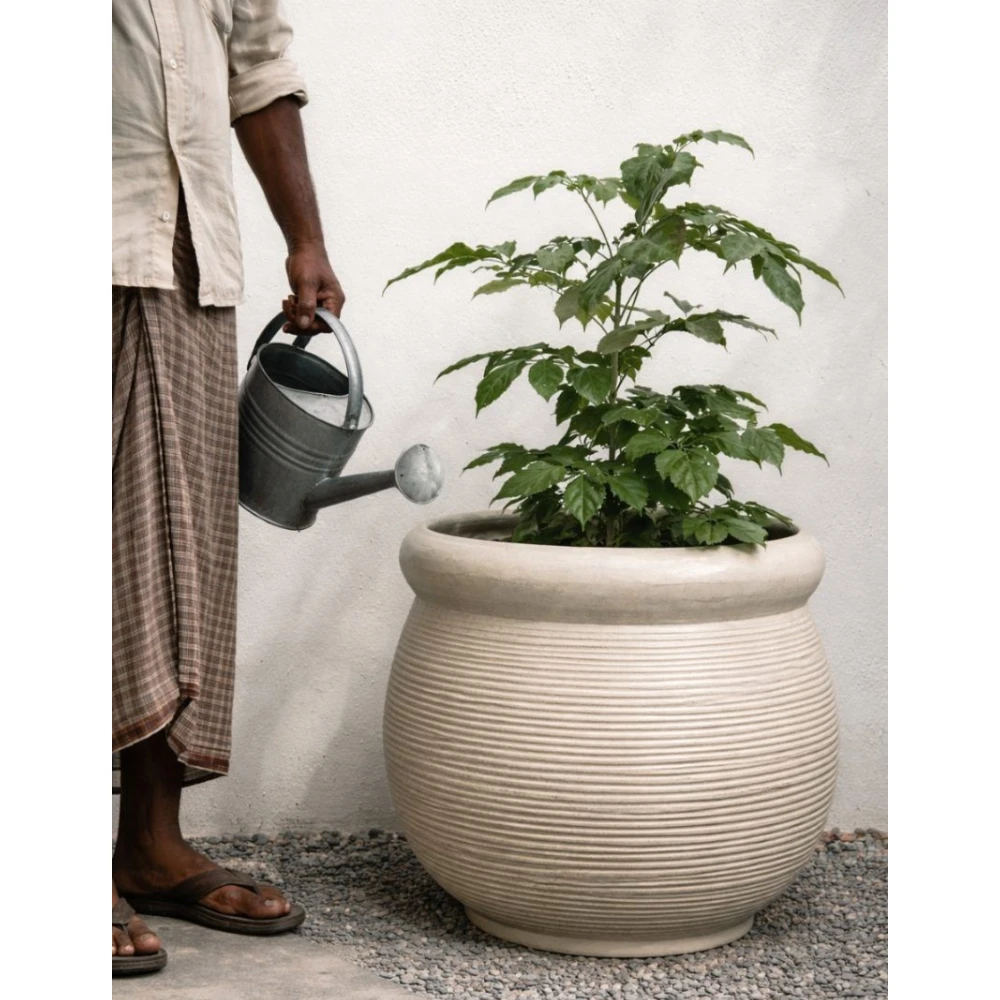 Vintage Ribbed Globe Garden Planter