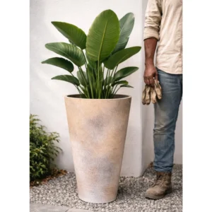Sandstone Tapered Cone Ceramic Planter