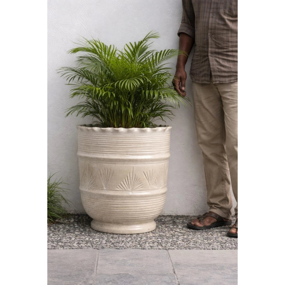 Ivory Sunburst Heritage Ceramic Planter