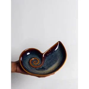 Spiral Design Reactive Glaze Ceramic Serving Bowl