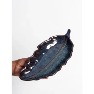 Leaf-Shaped Reactive Glaze Ceramic Serving Platter