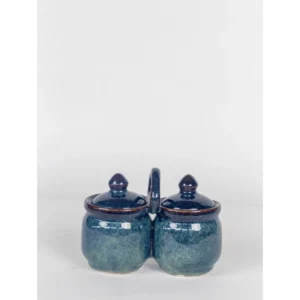 Blue Reactive Glaze Ceramic Condiment Jar Set