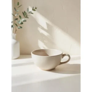 Classic Ivory Ceramic Coffee Cup with Handle