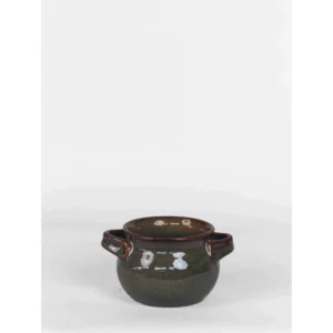 Handcrafted Dark Brown Reactive Glaze Ceramic Soup Pot
