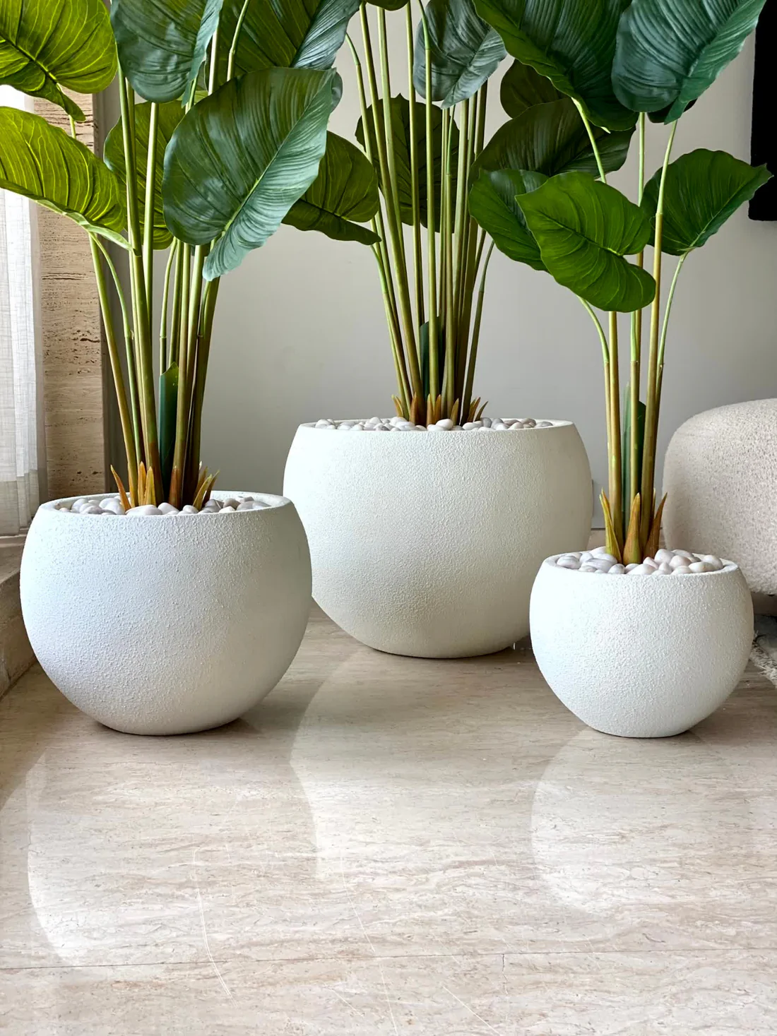 FRP Pebble Globe Planter Set Of 3