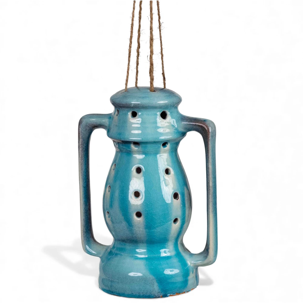 Turquoise Blue Hanging Ceramic Lantern