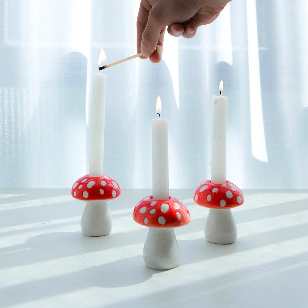 Ceramic Mushroom Candle Holders