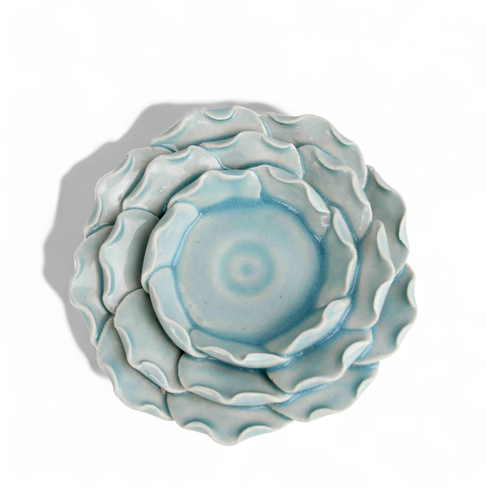 Blue Petal-Edge Ceramic Tealight Diya