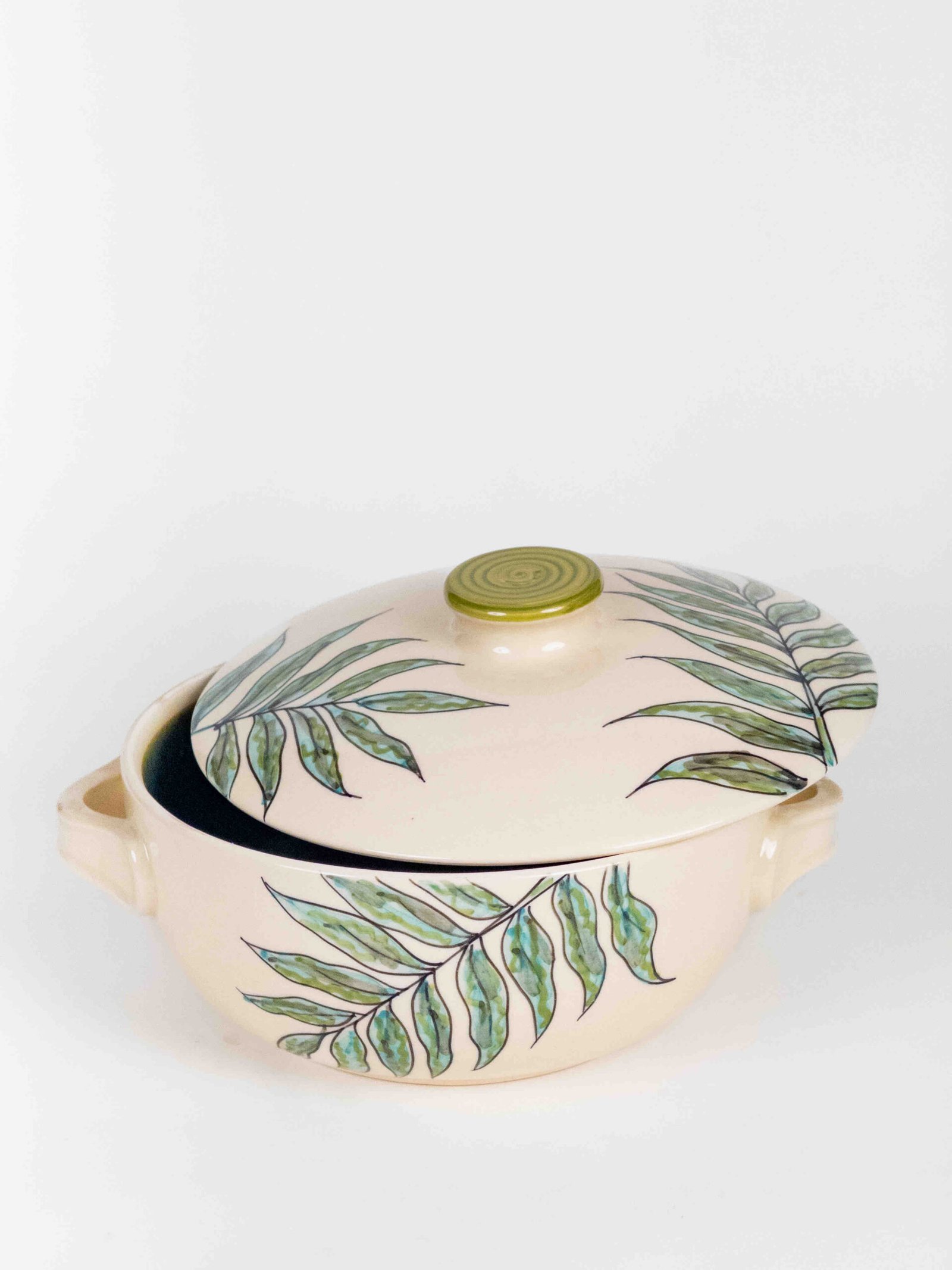 Botanic Leaf Hand-Painted Ceramic Casserole