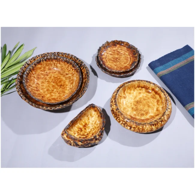 Amber Rustic Serving Bowls – Set of 5