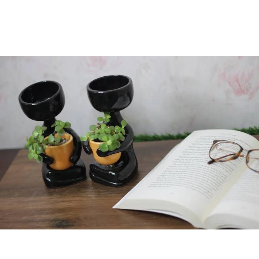 Artisan Couple Figurine Planter Set