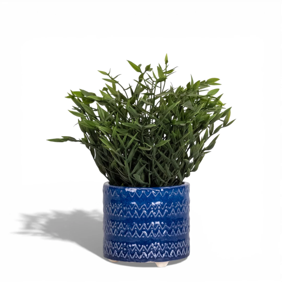Azure Zigzag Textured Ceramic Planter
