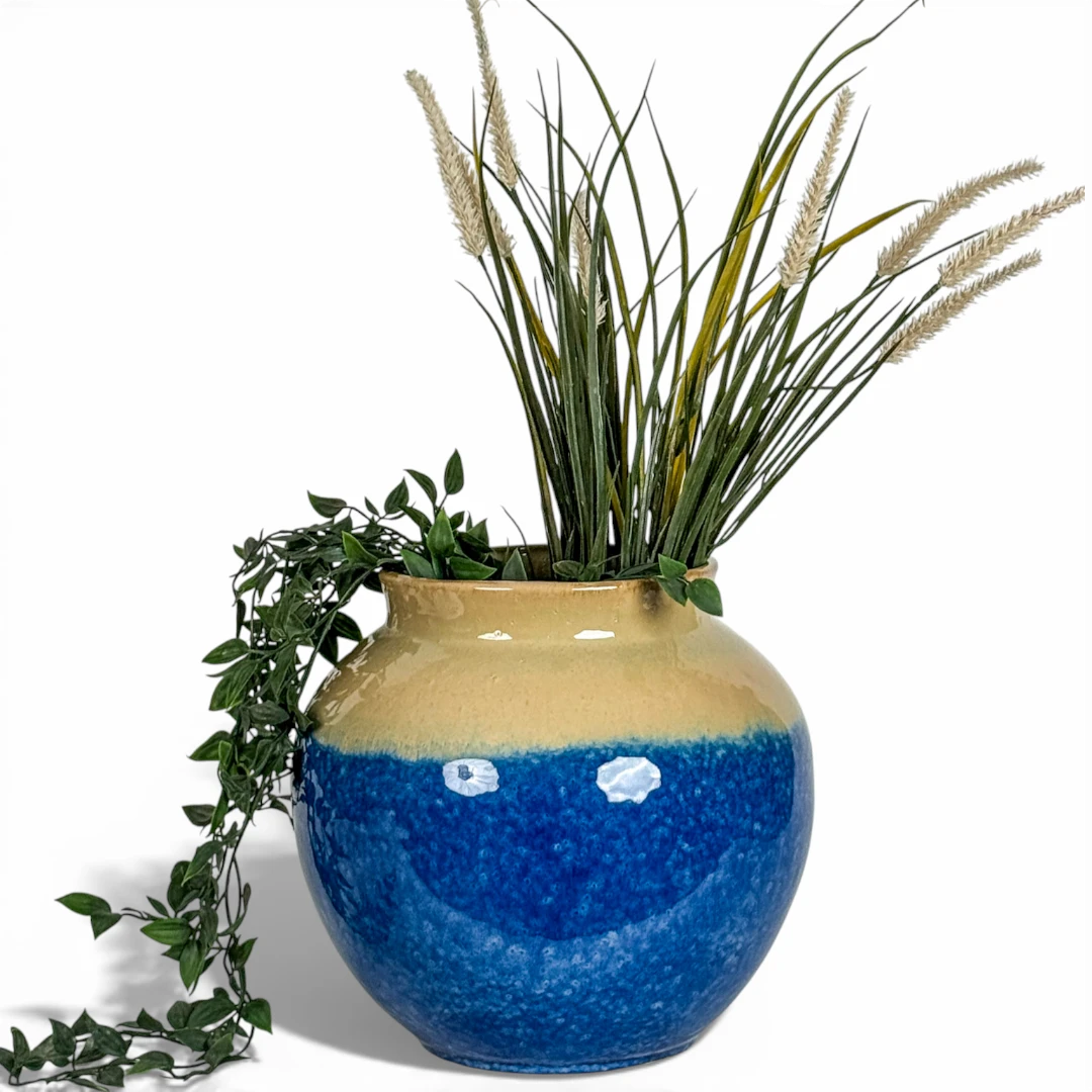 Coastal Horizon Dual-Tone Ceramic Planter