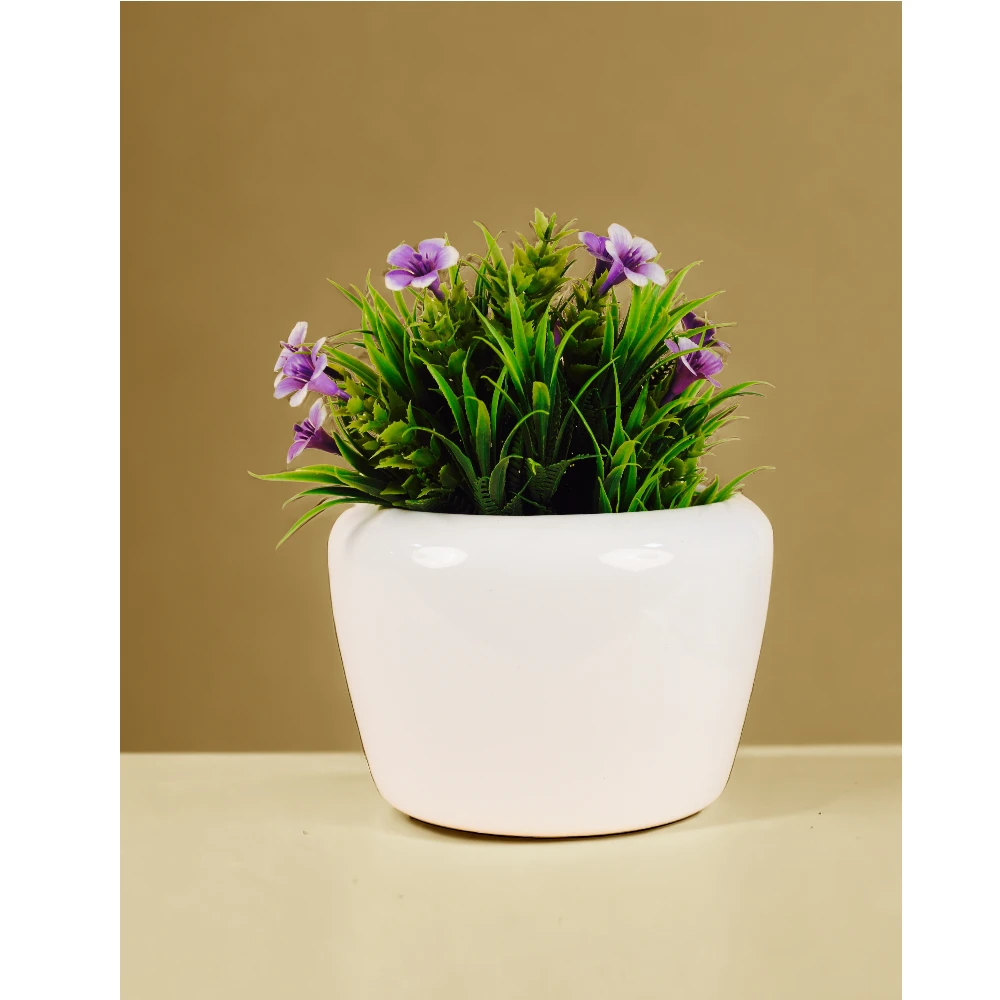 Mini Glossy Flower Pot for Desk & Living Room