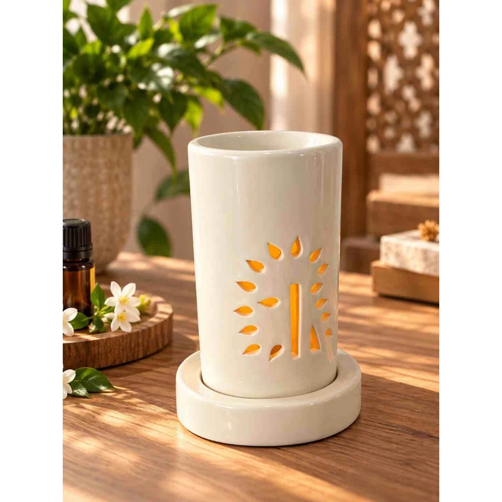 Ceramic Sun Design Electric Aroma Diffuser – Ivory White