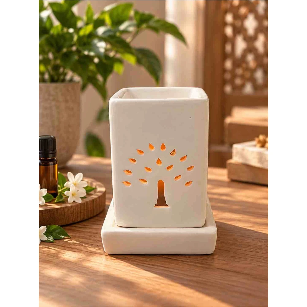Ceramic Tree of Life Electric Aroma Diffuser – Ivory White